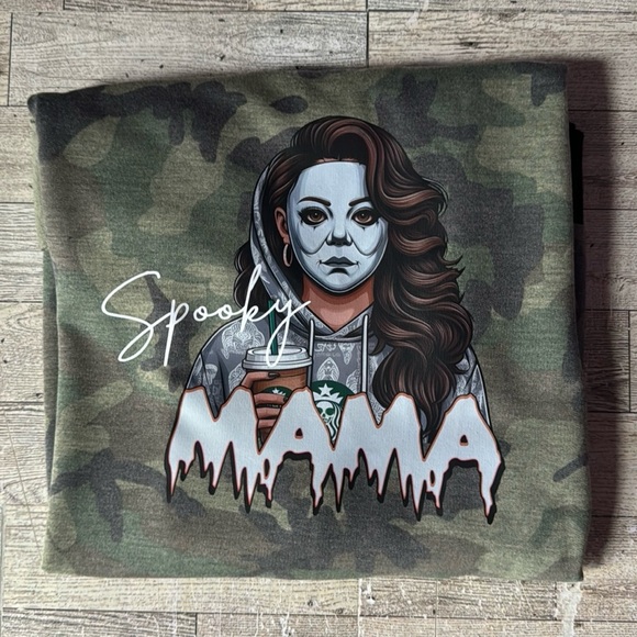 Spooky Mama, Coffee & Halloween Theme, Camo Bomber Style Jacket - Picture 16 of 16